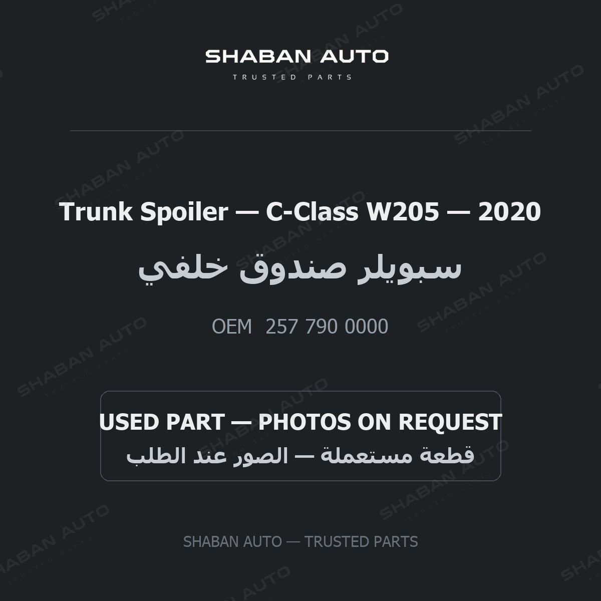 Trunk Spoiler for Mercedes C-Class W205 - 2020