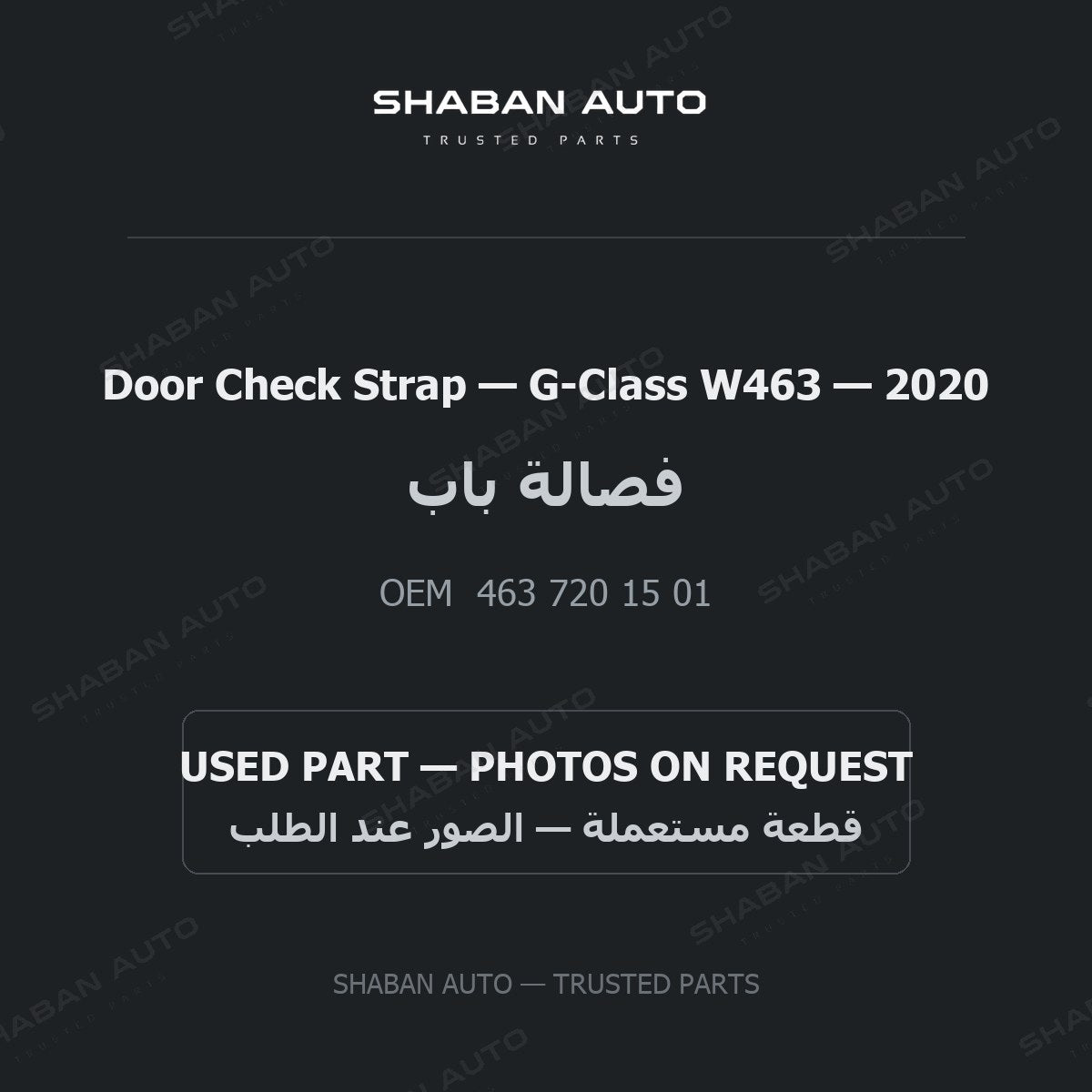 Door Check Strap for Mercedes G-Class W463 - 2020