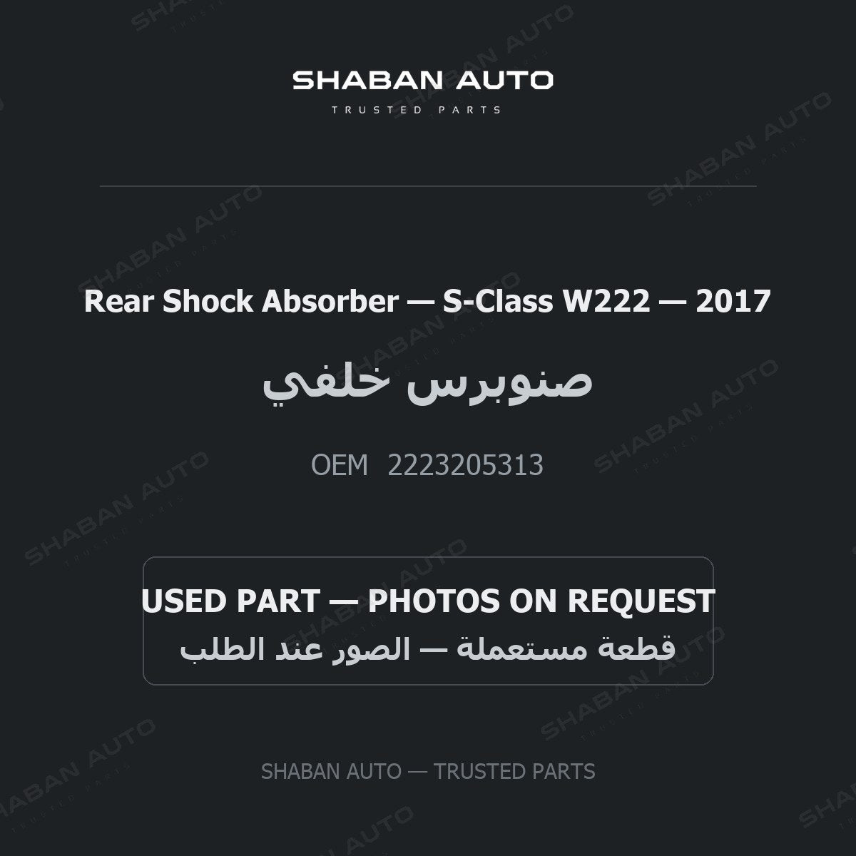 Rear Shock Absorber for Mercedes S-Class W222 - 2017