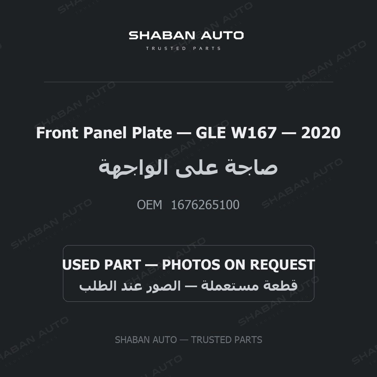 Front Panel Plate for Mercedes GLE W167 - 2020