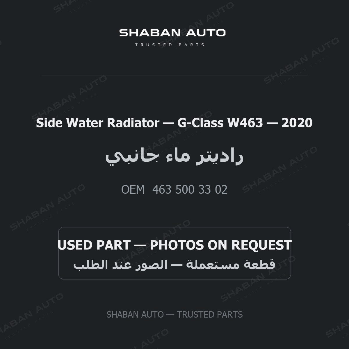 Side Water Radiator for Mercedes G-Class W463 - 2020