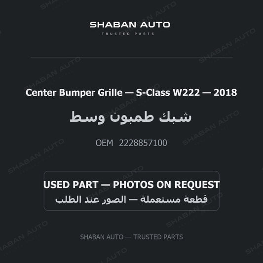 Center Bumper Grille for Mercedes S-Class W222 - 2018