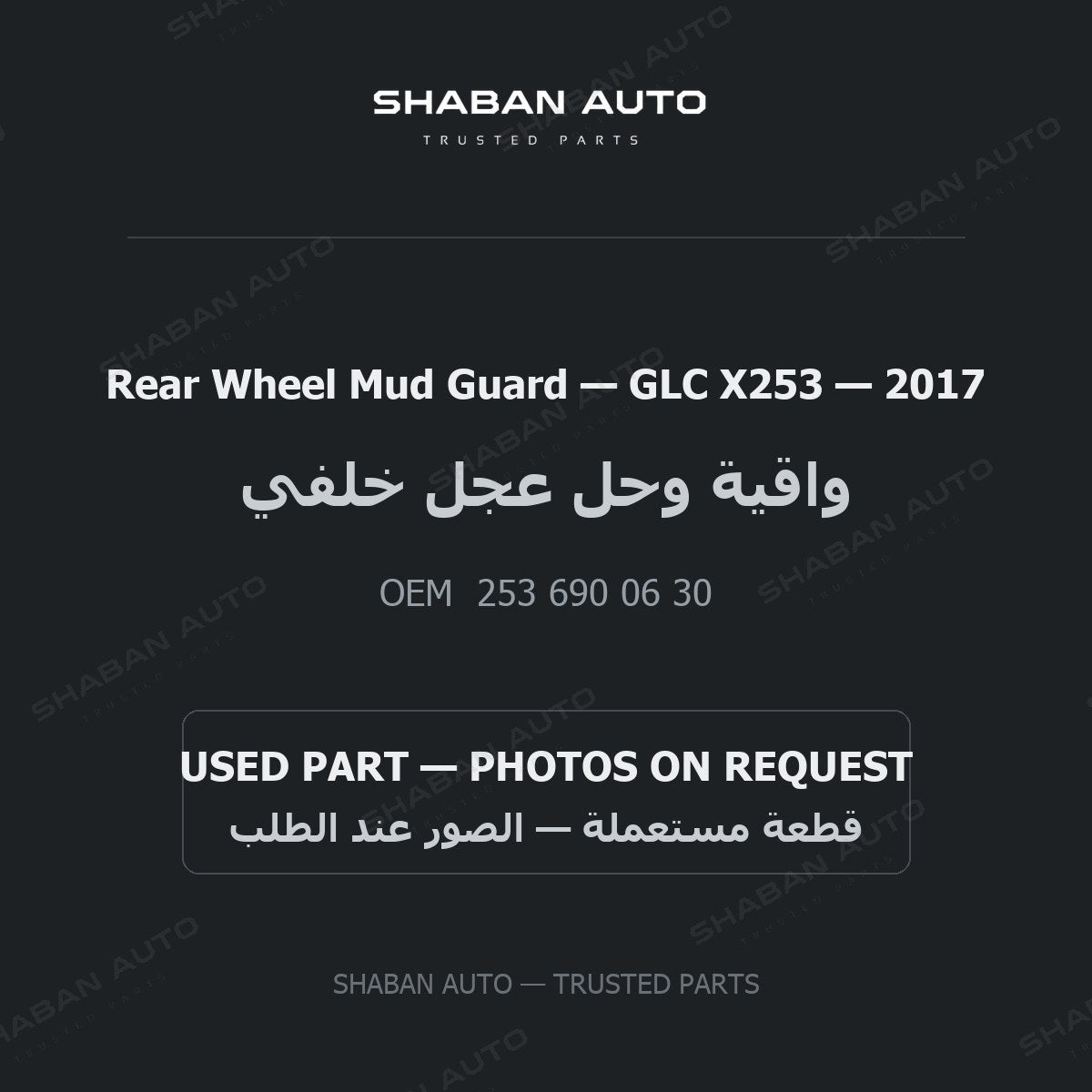 Rear Wheel Mud Guard for Mercedes GLC X253 - 2017
