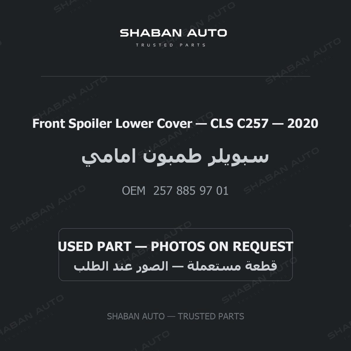 Front Spoiler Lower Cover for Mercedes CLS C257 - 2020