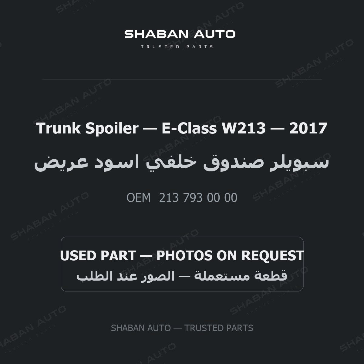 Trunk Spoiler for Mercedes E-Class W213 - 2017