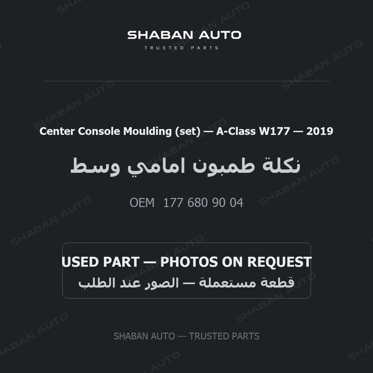 Center Console Moulding (set) for Mercedes A-Class W177 - 2019