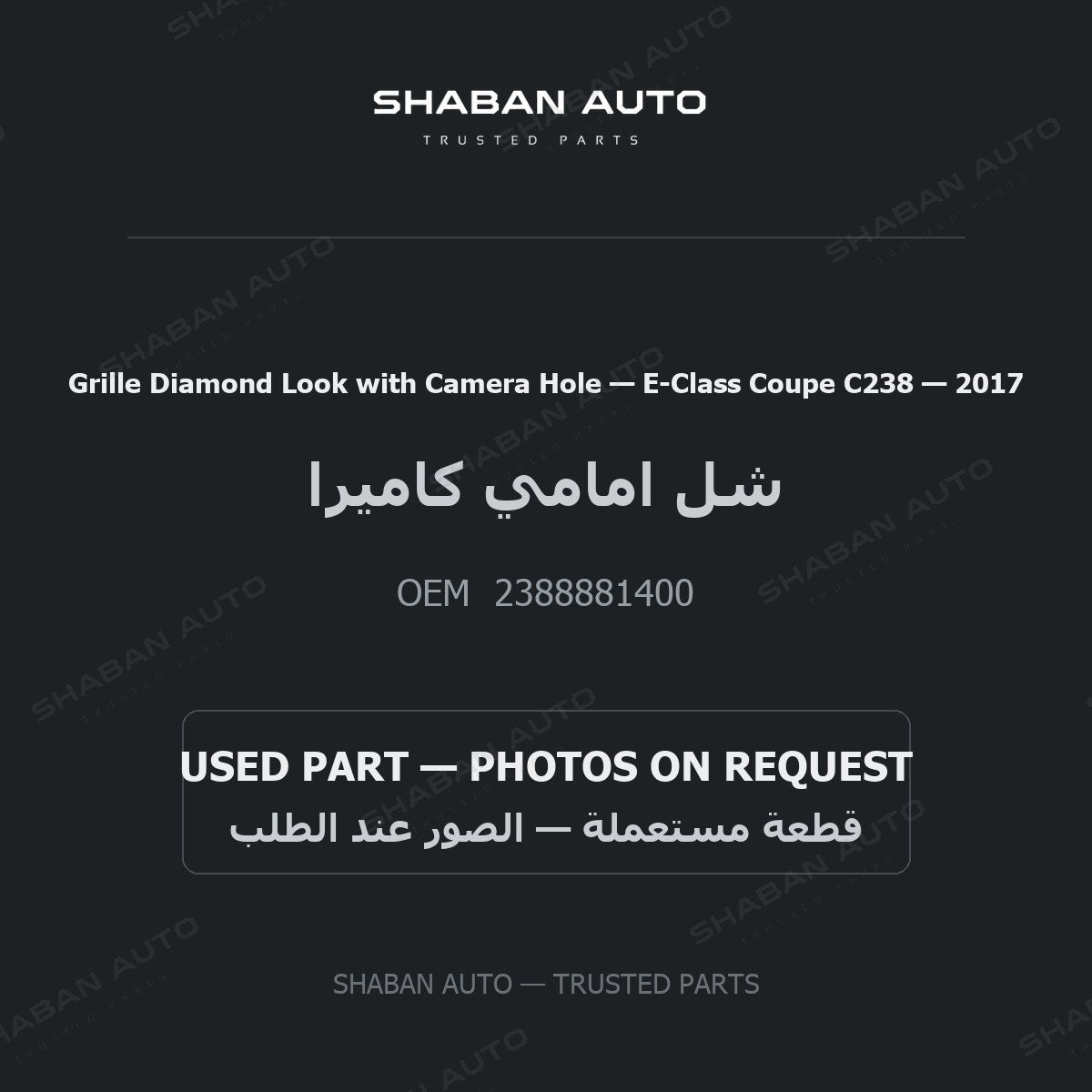 Grille Diamond Look with Camera Hole for Mercedes E-Class Coupe C238 - 2017