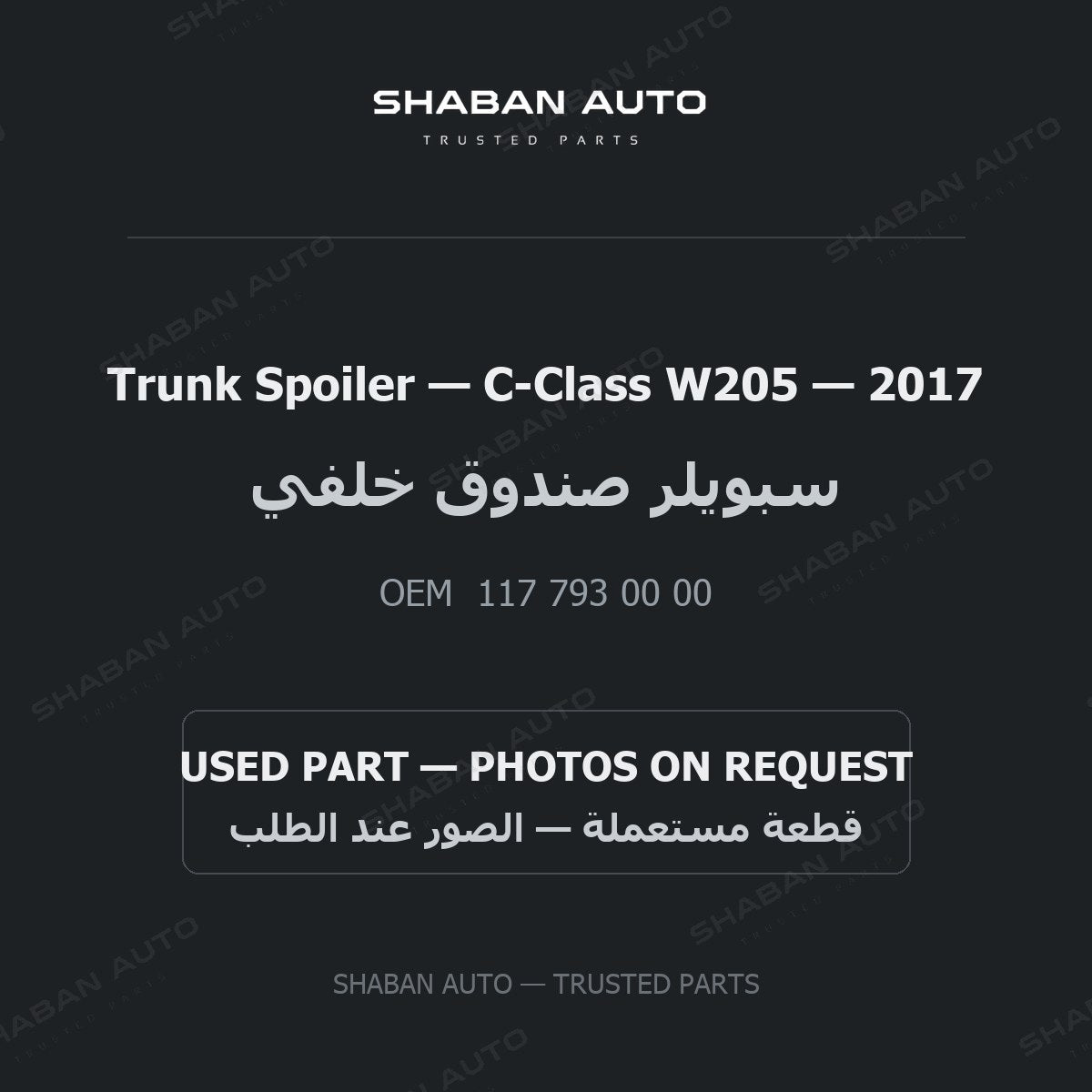 Trunk Spoiler for Mercedes C-Class W205 - 2017