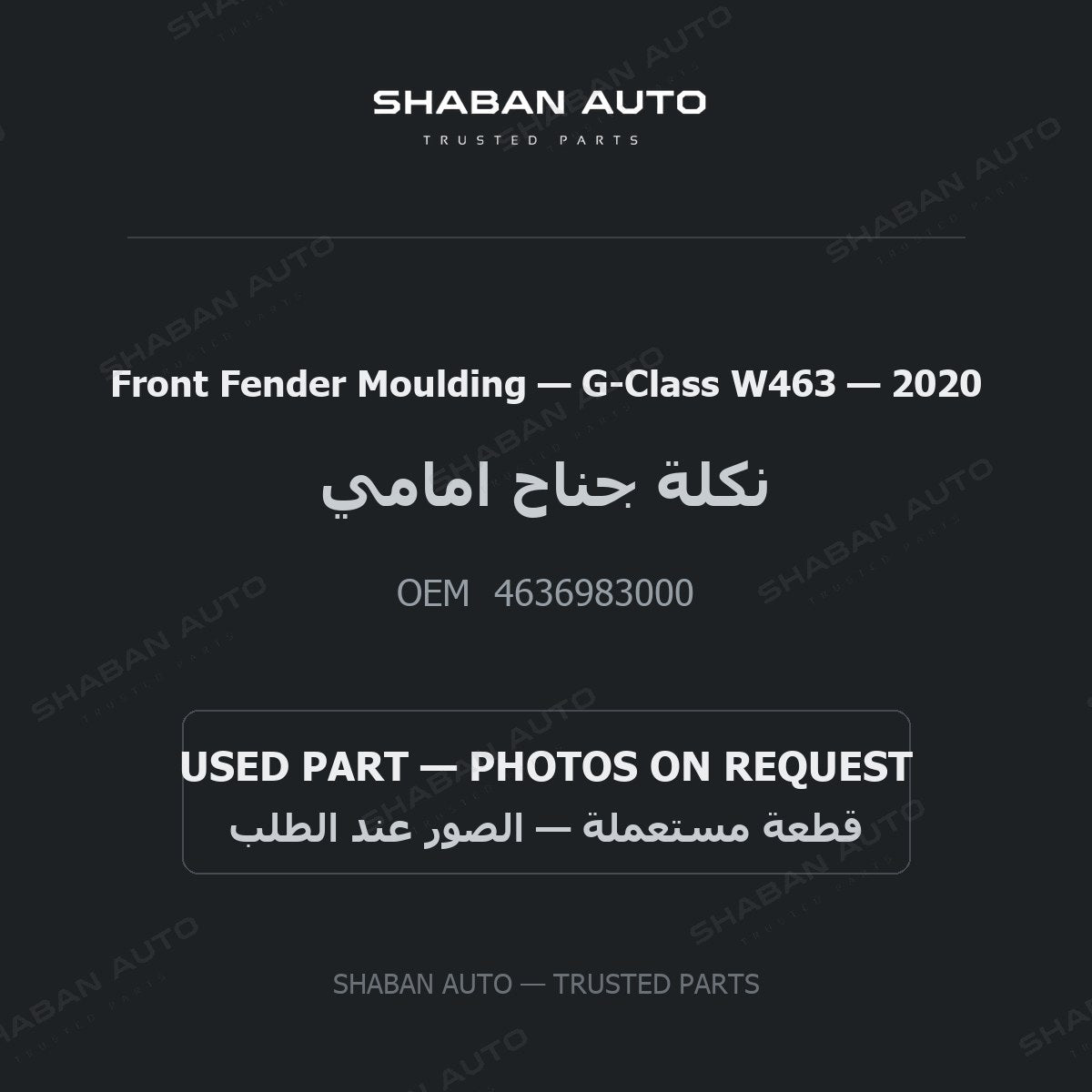 Front Fender Moulding for Mercedes G-Class W463 - 2020