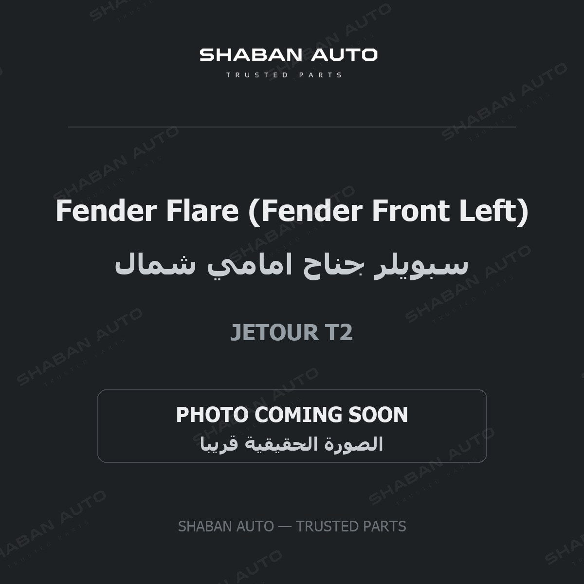 Fender Flare (Fender Front Left) for Jetour - T2 - 2024