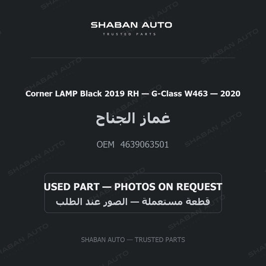 Corner LAMP Black 2019 RH for Mercedes G-Class W463 - 2020
