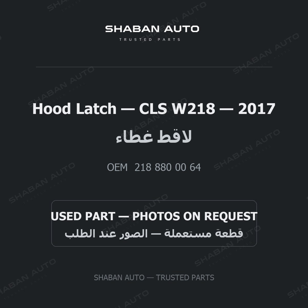 Hood Latch for Mercedes CLS W218 - 2017
